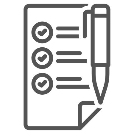 Cartoon image of a checklist on a piece of paper with a pen
