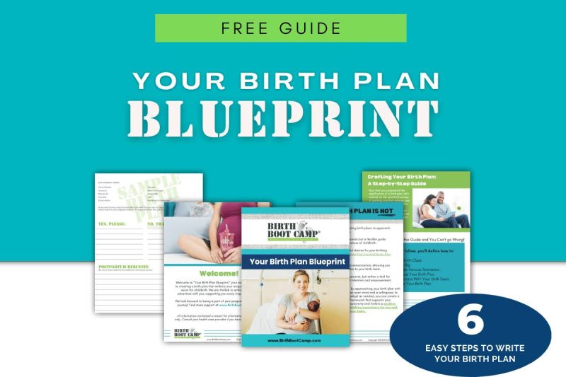 Text: Free Guide - Your Birth Plan Blueprint. Image - Example of what the birth plan blueprint looks like.